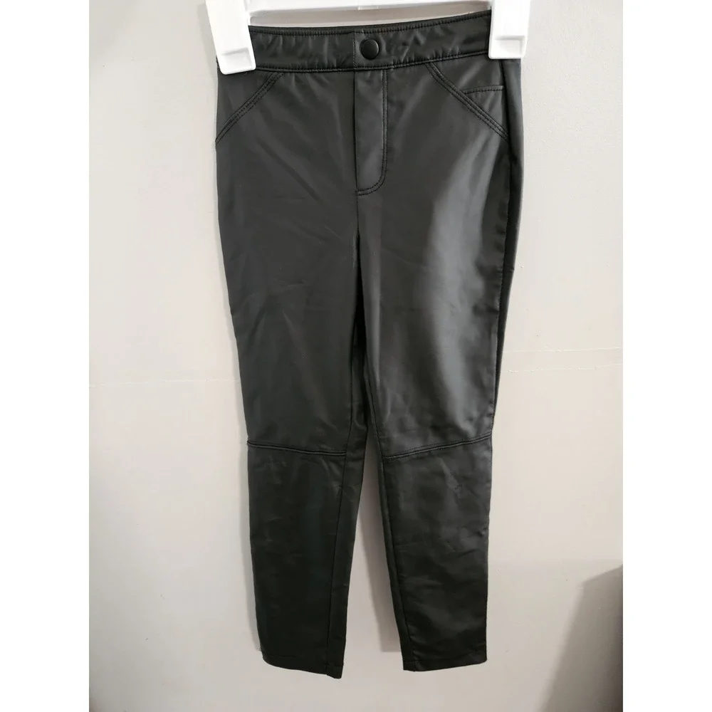 Girls Zara Sz 7 Faux Leather Skinny Jeans Black